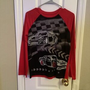 Wonder Nation Red & Black Car Graphic Long Sleeve Tee